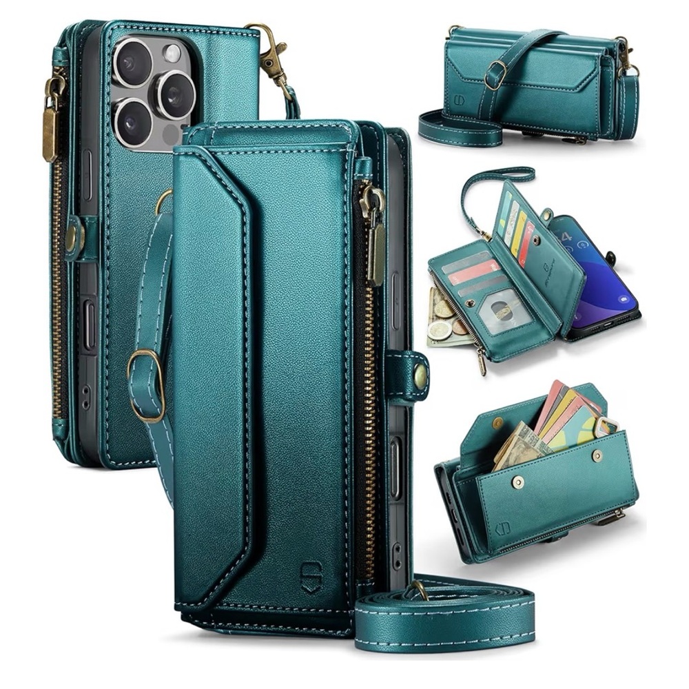 Teal IPhone 15 pro max Case with crossbody